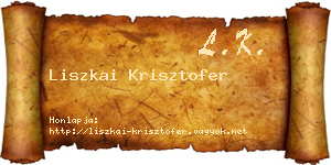 Liszkai Krisztofer névjegykártya